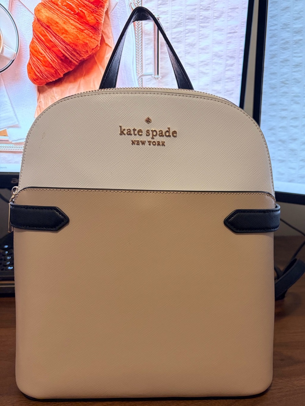 Kate Spade Two-Tone Cream & Black Backpack